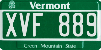 VT license plate XVF889