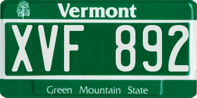 VT license plate XVF892