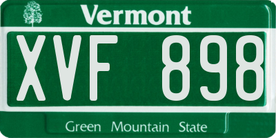 VT license plate XVF898