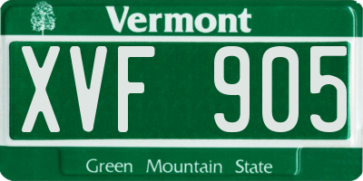 VT license plate XVF905