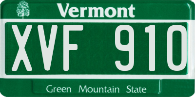 VT license plate XVF910
