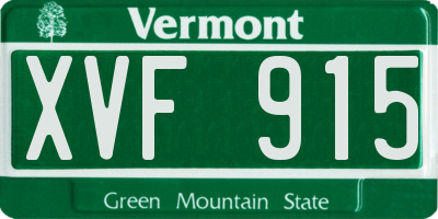 VT license plate XVF915
