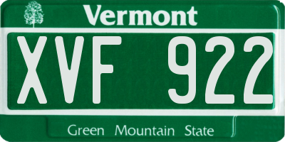 VT license plate XVF922
