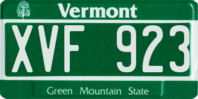 VT license plate XVF923