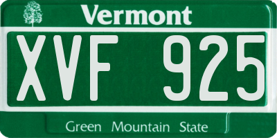VT license plate XVF925