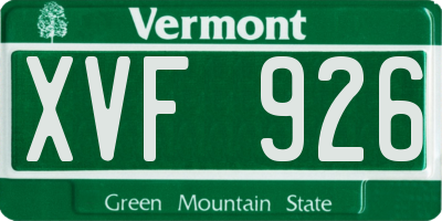 VT license plate XVF926