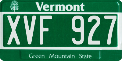VT license plate XVF927