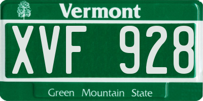 VT license plate XVF928
