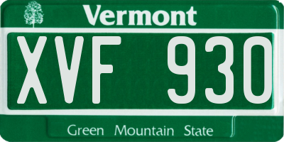VT license plate XVF930