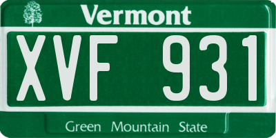 VT license plate XVF931