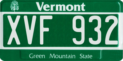 VT license plate XVF932