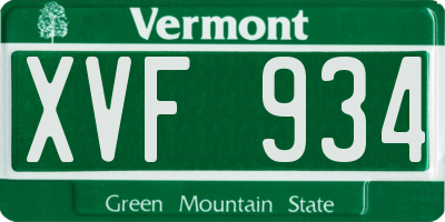 VT license plate XVF934