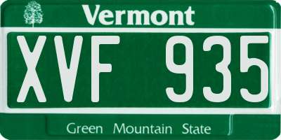 VT license plate XVF935