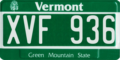 VT license plate XVF936