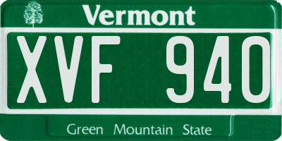 VT license plate XVF940