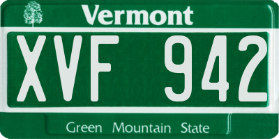 VT license plate XVF942