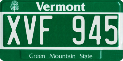 VT license plate XVF945
