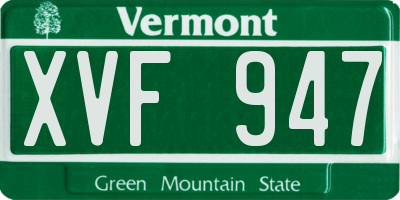 VT license plate XVF947