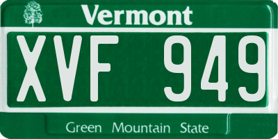 VT license plate XVF949