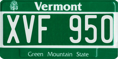 VT license plate XVF950