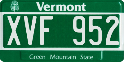 VT license plate XVF952