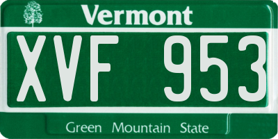 VT license plate XVF953