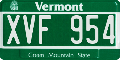 VT license plate XVF954