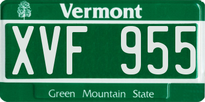VT license plate XVF955