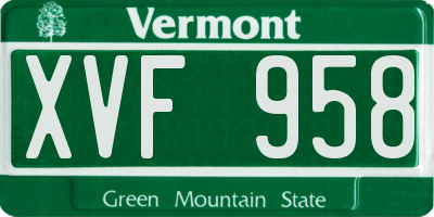VT license plate XVF958