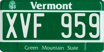 VT license plate XVF959