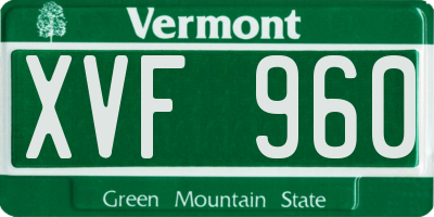 VT license plate XVF960