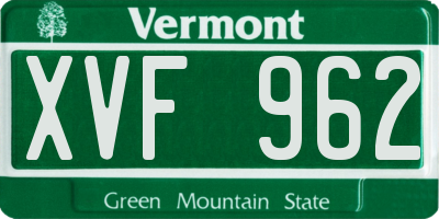 VT license plate XVF962