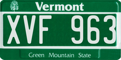 VT license plate XVF963