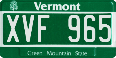 VT license plate XVF965