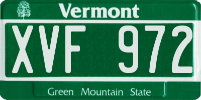 VT license plate XVF972