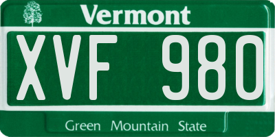 VT license plate XVF980