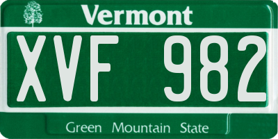 VT license plate XVF982