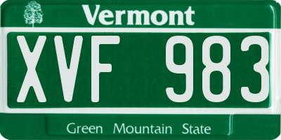 VT license plate XVF983