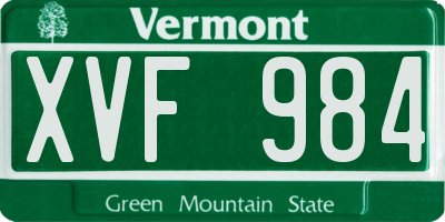 VT license plate XVF984