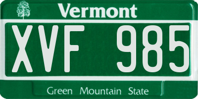 VT license plate XVF985