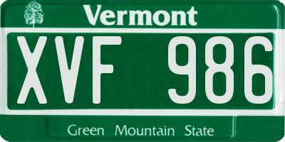 VT license plate XVF986