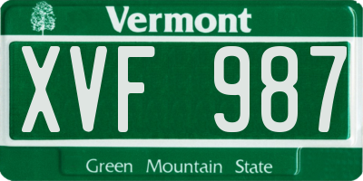 VT license plate XVF987