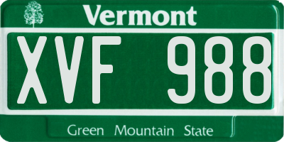 VT license plate XVF988