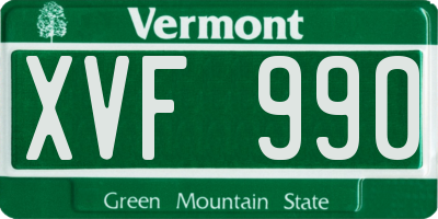 VT license plate XVF990