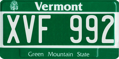 VT license plate XVF992