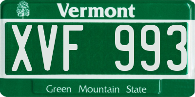 VT license plate XVF993