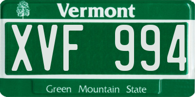 VT license plate XVF994