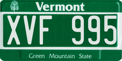 VT license plate XVF995