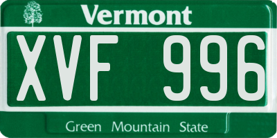 VT license plate XVF996