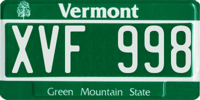 VT license plate XVF998
